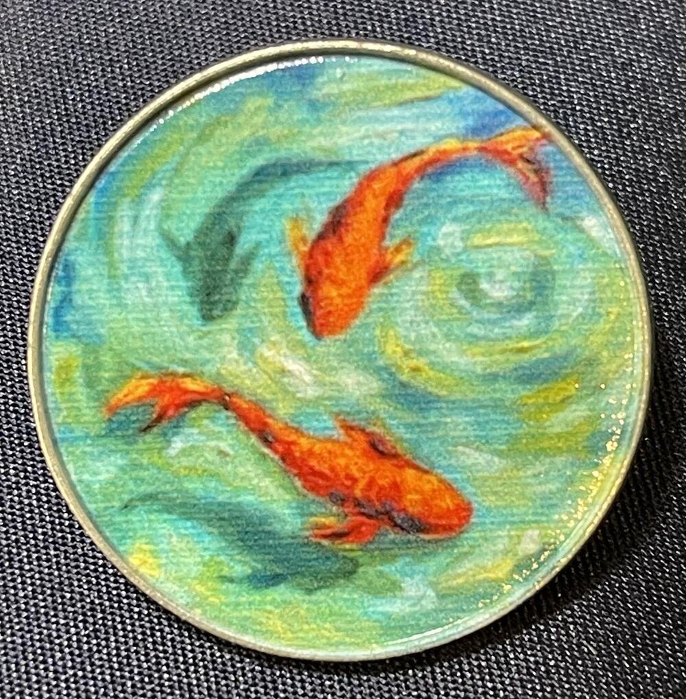 NWOT Orange Koi Fish Brooch Lapel Pin Enamel Sea Life Ocean Art Water Pond Sea